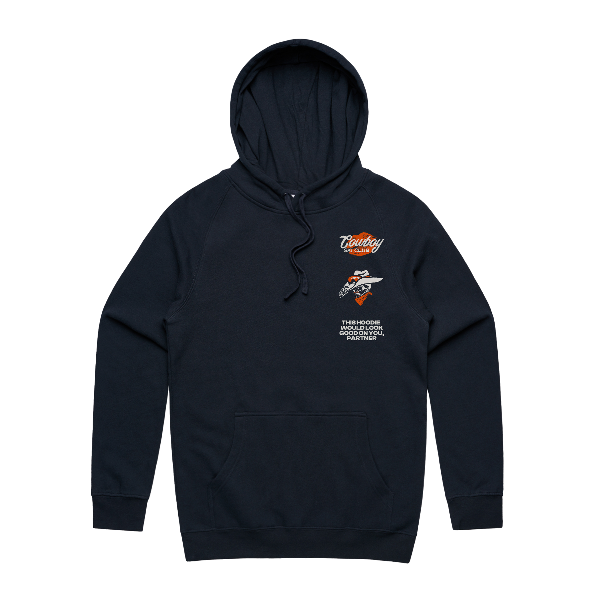 navy blue cowboy hoodie
