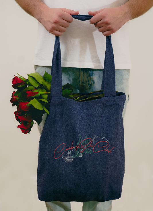 Alpine Romance Denim Tote — Cowboy Ski Club
