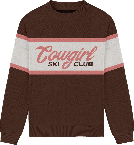 Mocha — Cowgirl Alpine Stripe Relaxed Knit Crewneck